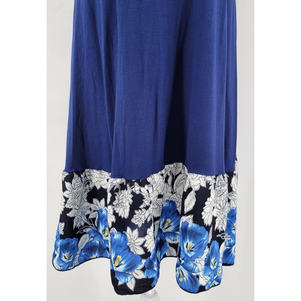 Aime Sleeveless Dress Navy Floral Ruffle Hem Size Small Womens Summer Stretchy - Picture 3 of 8